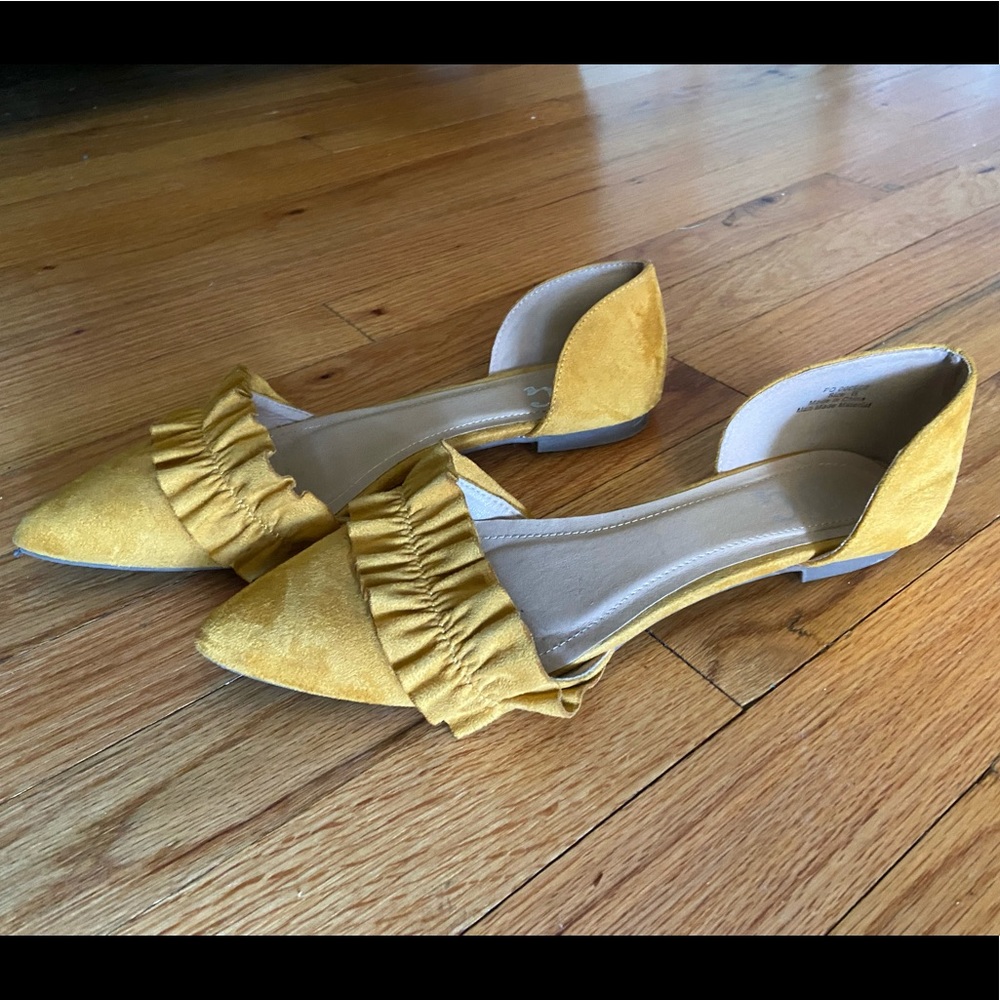 Yellow suede flats